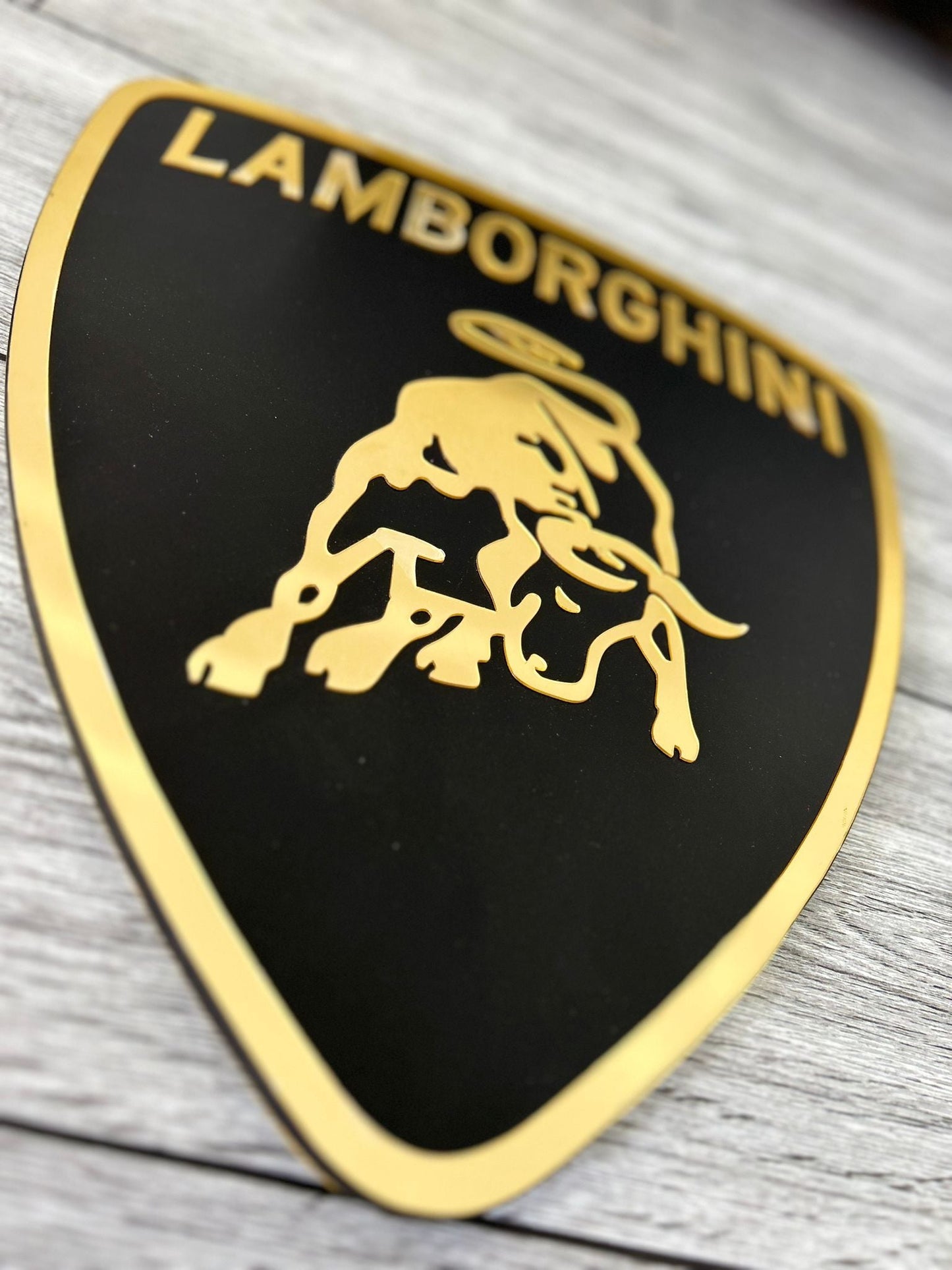Lamborghini Logo Wandschild Garage Premium Wanddeko für Auto Liebhaber Geschenk Männer