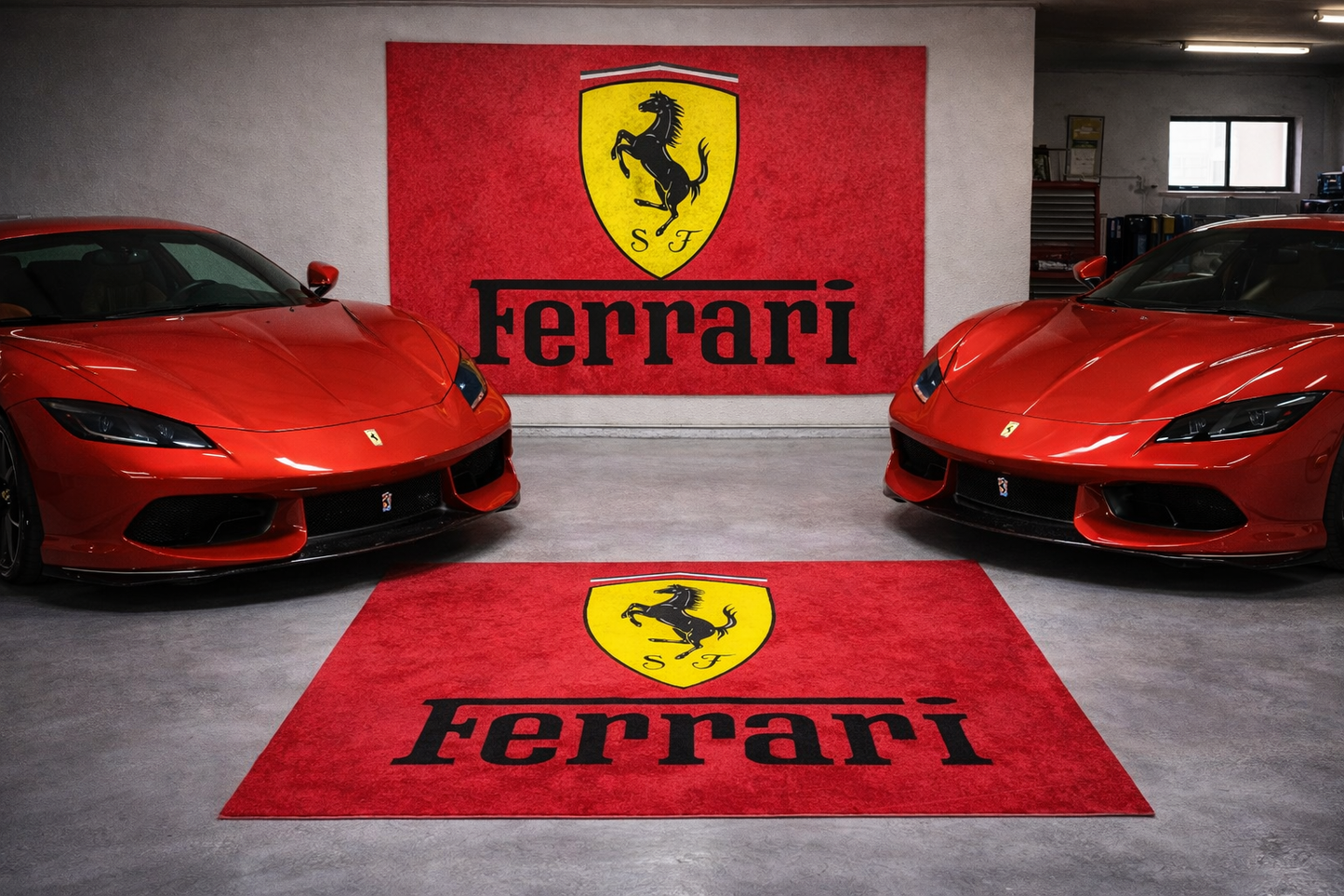 Ferrari Garagen Teppich 150x220 cm Luxus Auto Teppich Garage Wohnzimmer Showroom Rug