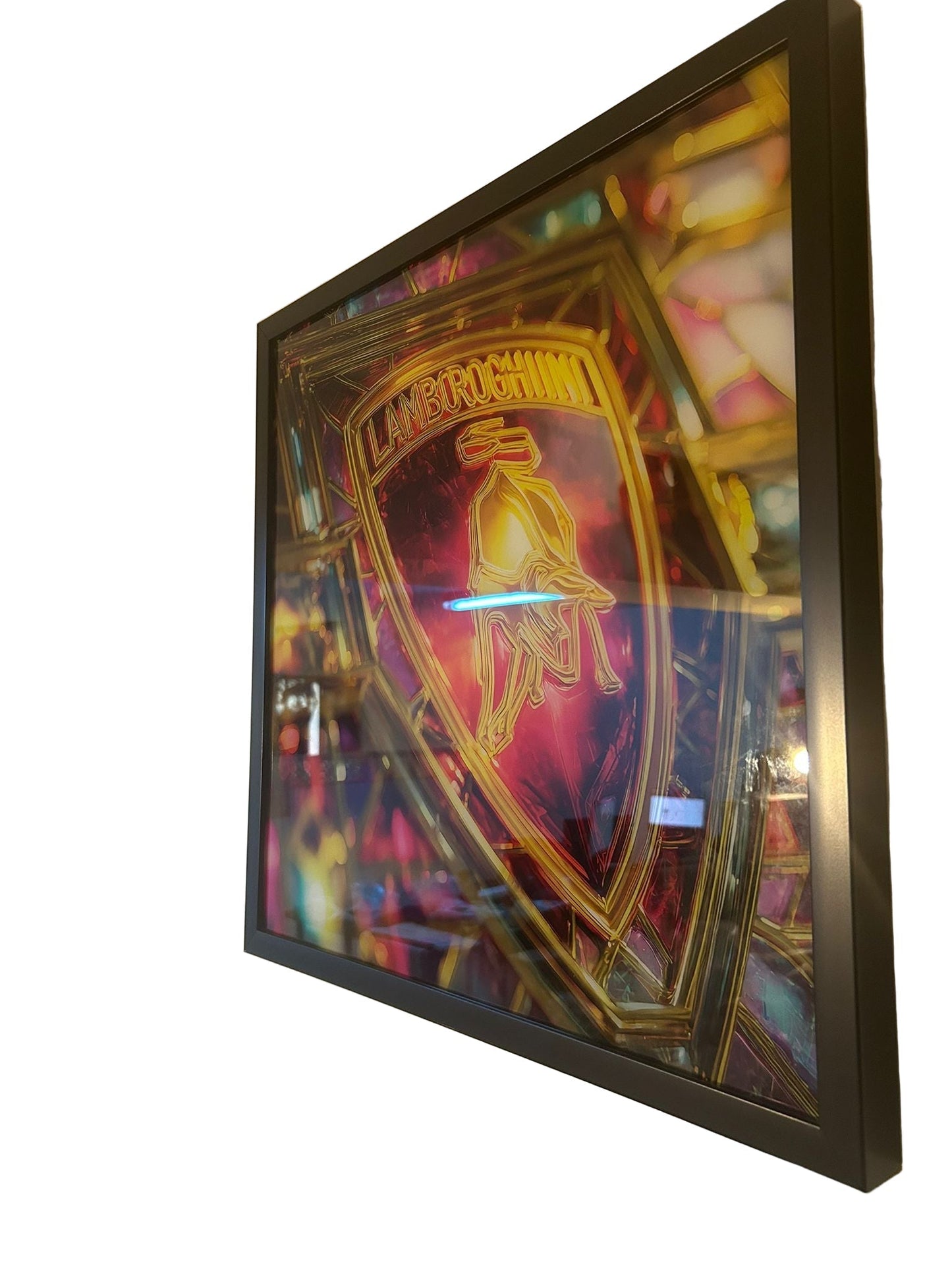 Lamborghini Bild aus gehärtetem Glas 50x50 cm mit SCHWARZEM RAHMEN