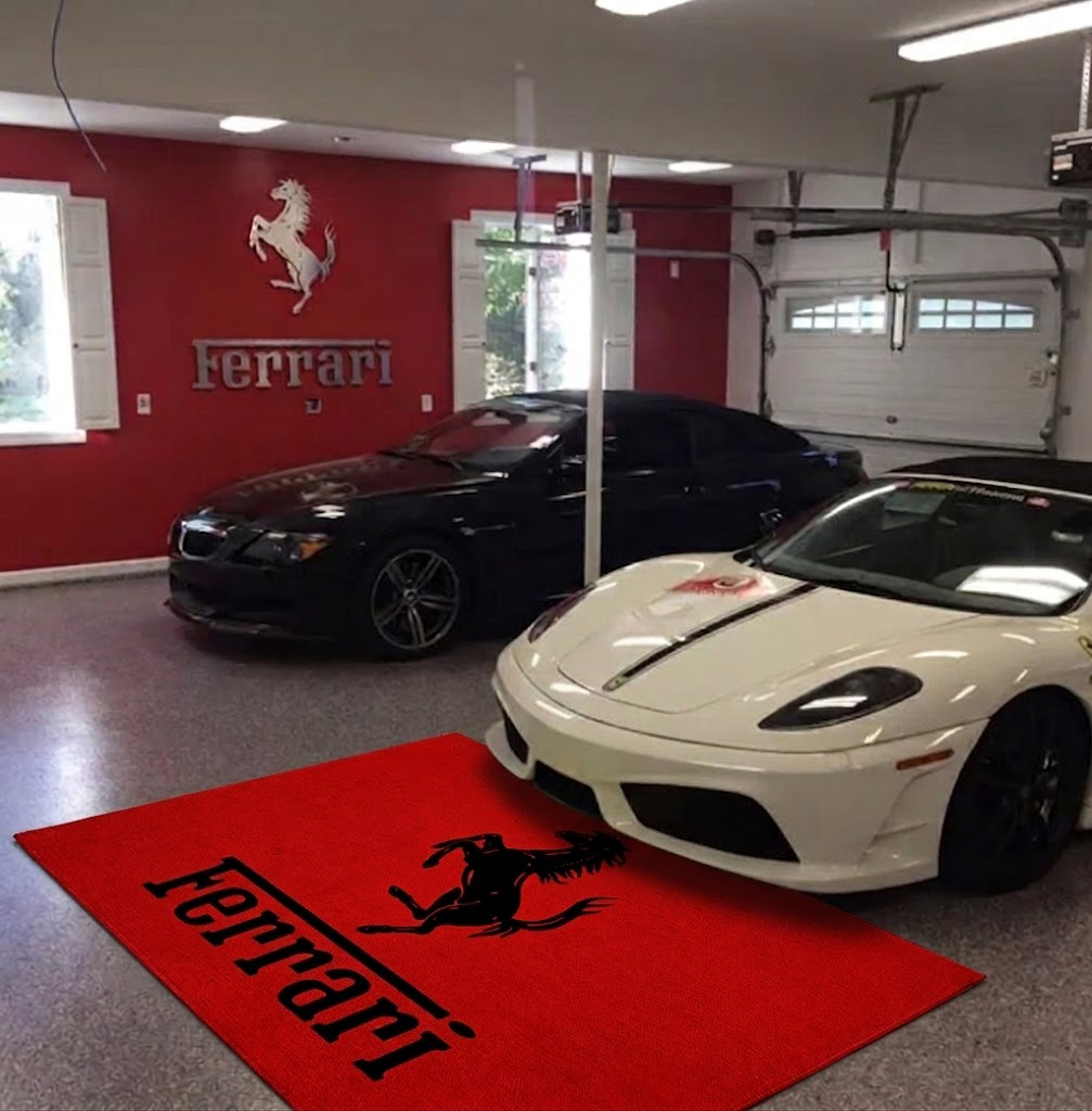 Ferrari Garagen Teppich 150x220 cm Luxus Auto Teppich Garage Wohnzimmer Showroom Rug