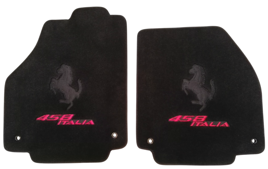 Für Ferrari Fußmatten Maßgeschneiderte Ferrari Teppichmatten aus Velours mit individueller Naht