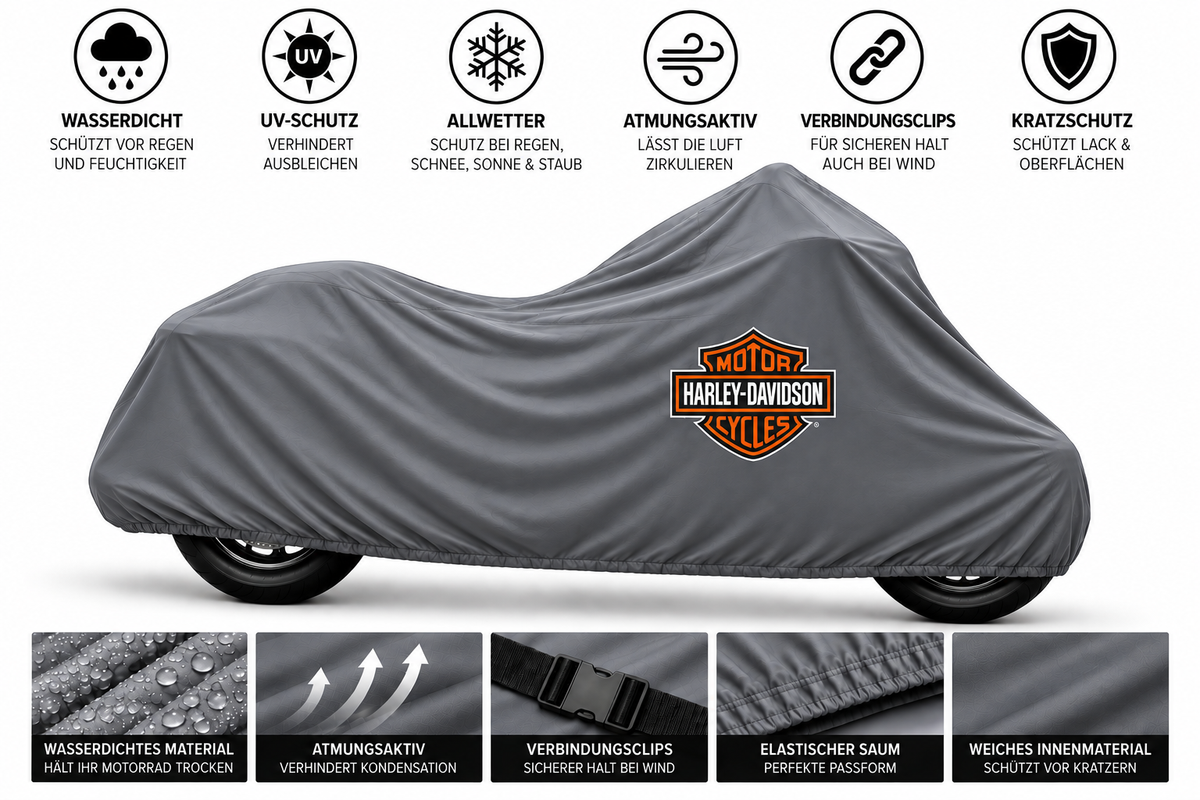 Harley Davidson Motorrad Outdoor Schutzabdeckung Regen-, Sonne- & Staubschutz