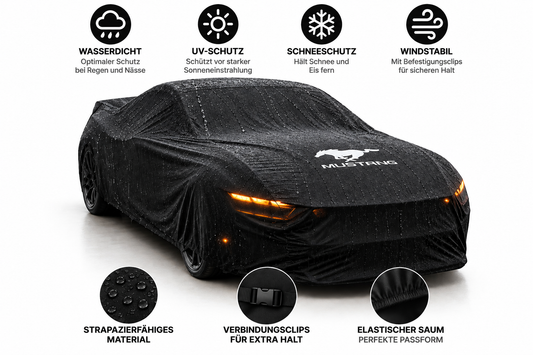 Mustang Autoabdeckung – Wasserdicht & Maßgeschneidert für alle Modelle