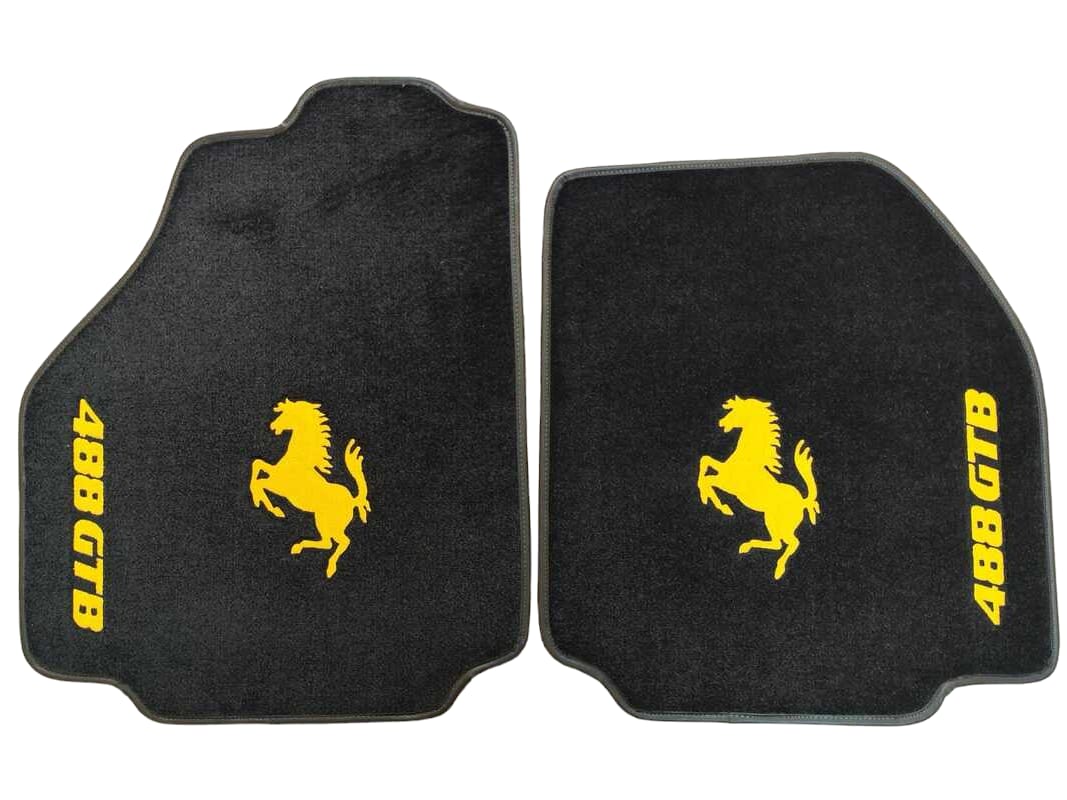 Für Ferrari Fußmatten Maßgeschneiderte Ferrari Teppichmatten aus Velours mit individueller Naht
