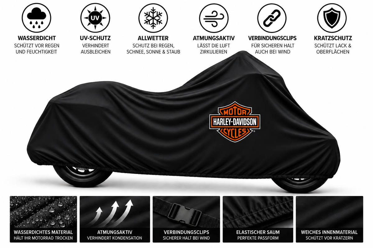 Harley Davidson Motorrad Outdoor Schutzabdeckung Regen-, Sonne- & Staubschutz