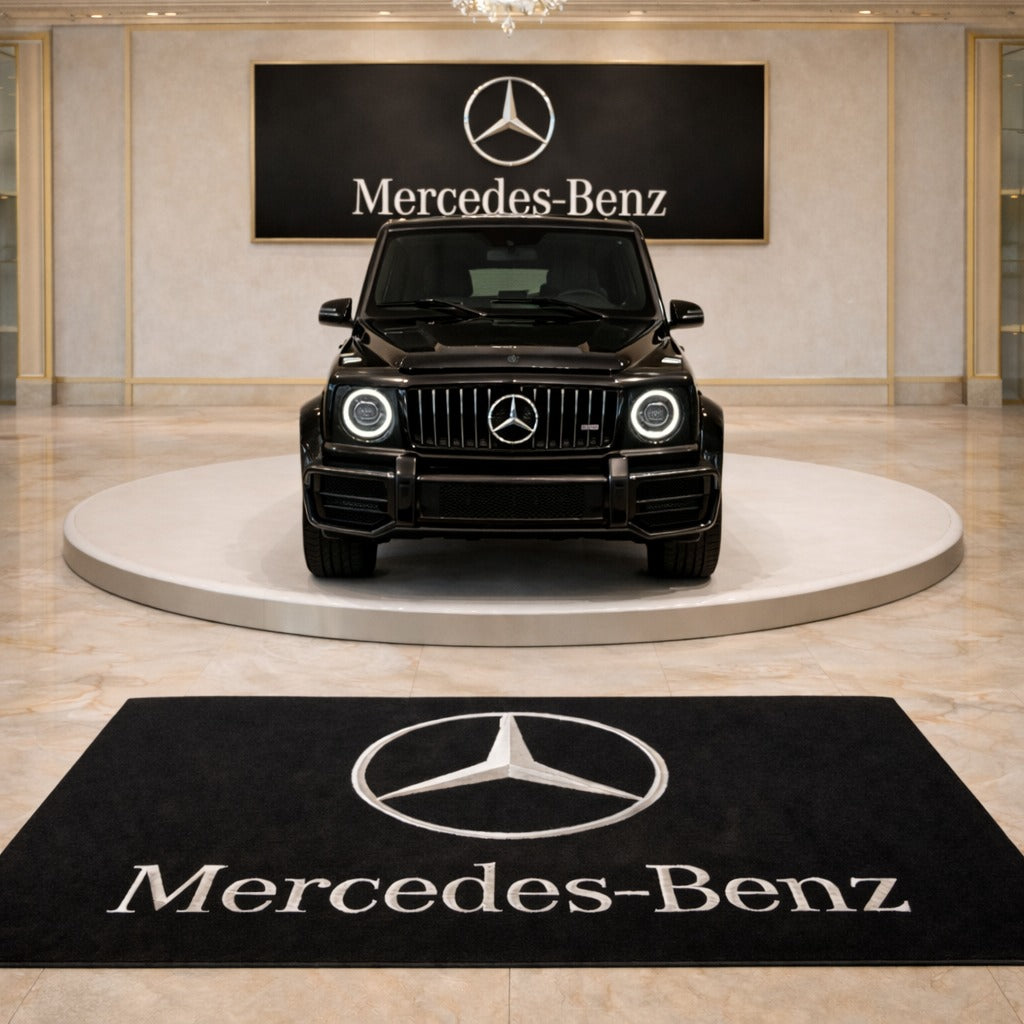 Mercedes Benz Garagen Teppich 150x220 cm Luxus Auto Teppich Garage Wohnzimmer Showroom Rug