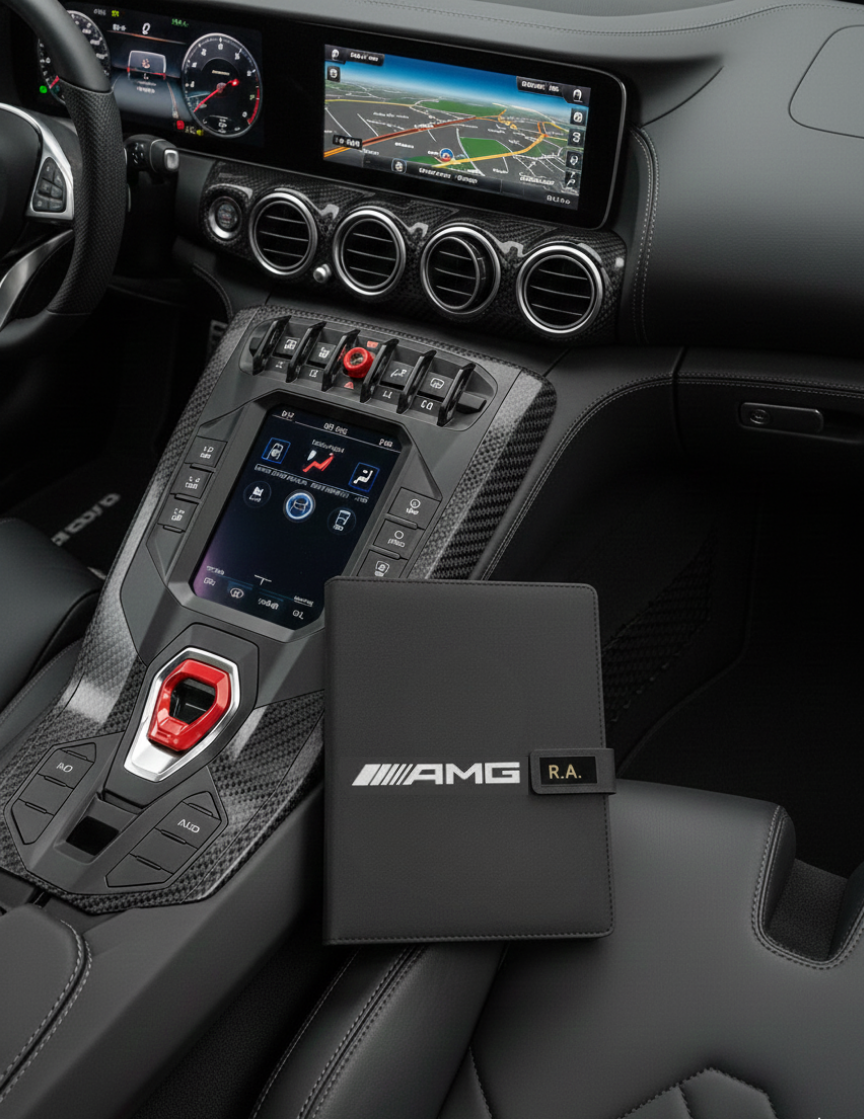 Exklusives Tagebuch Notizbuch mit M.B enz AMG Logo Personalisierbaren Initialen