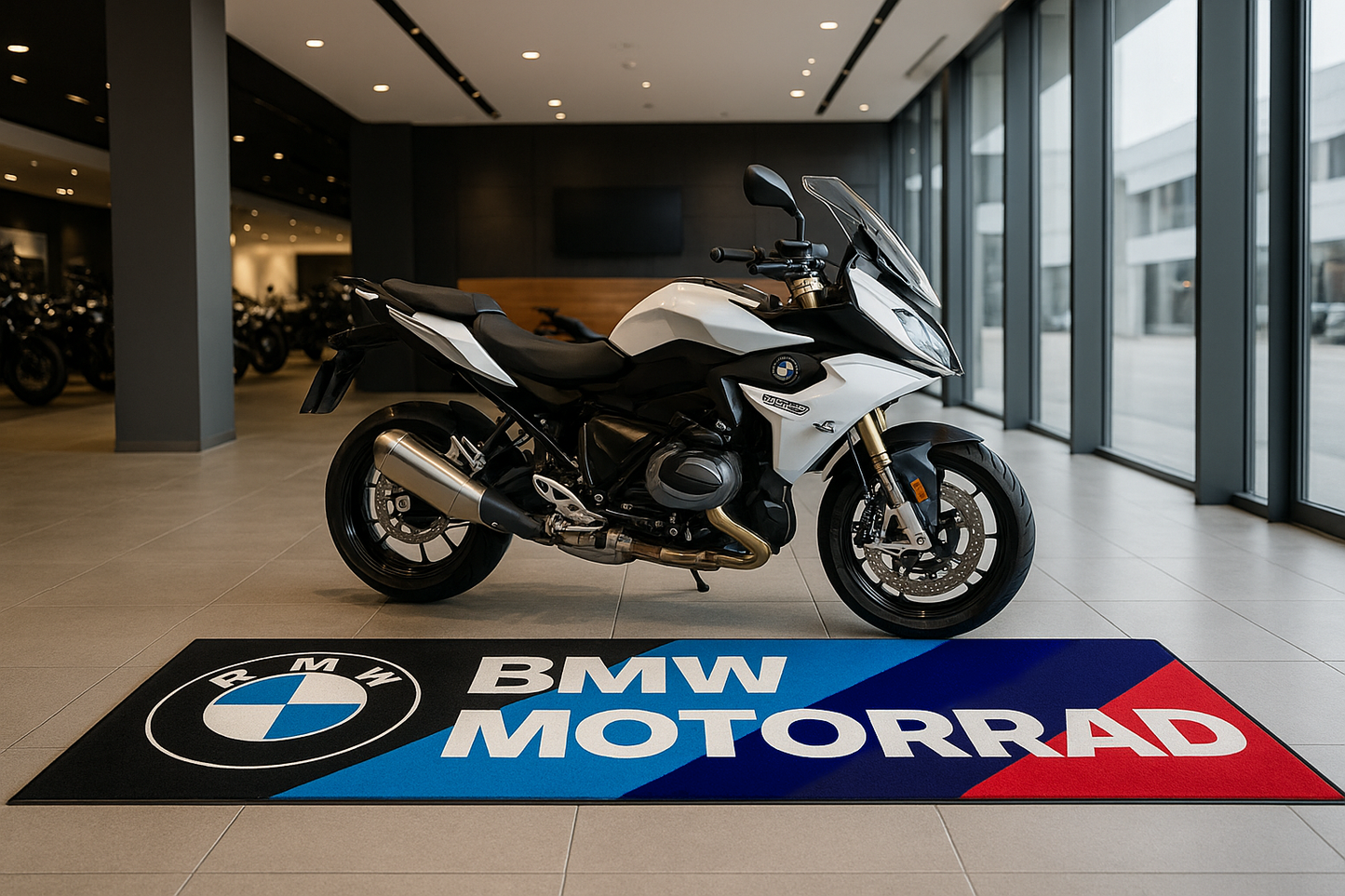 BMW Motorrad Teppich 75x220 cm Garage Teppich Motorrad Display Rug Werkstatt Dekor
