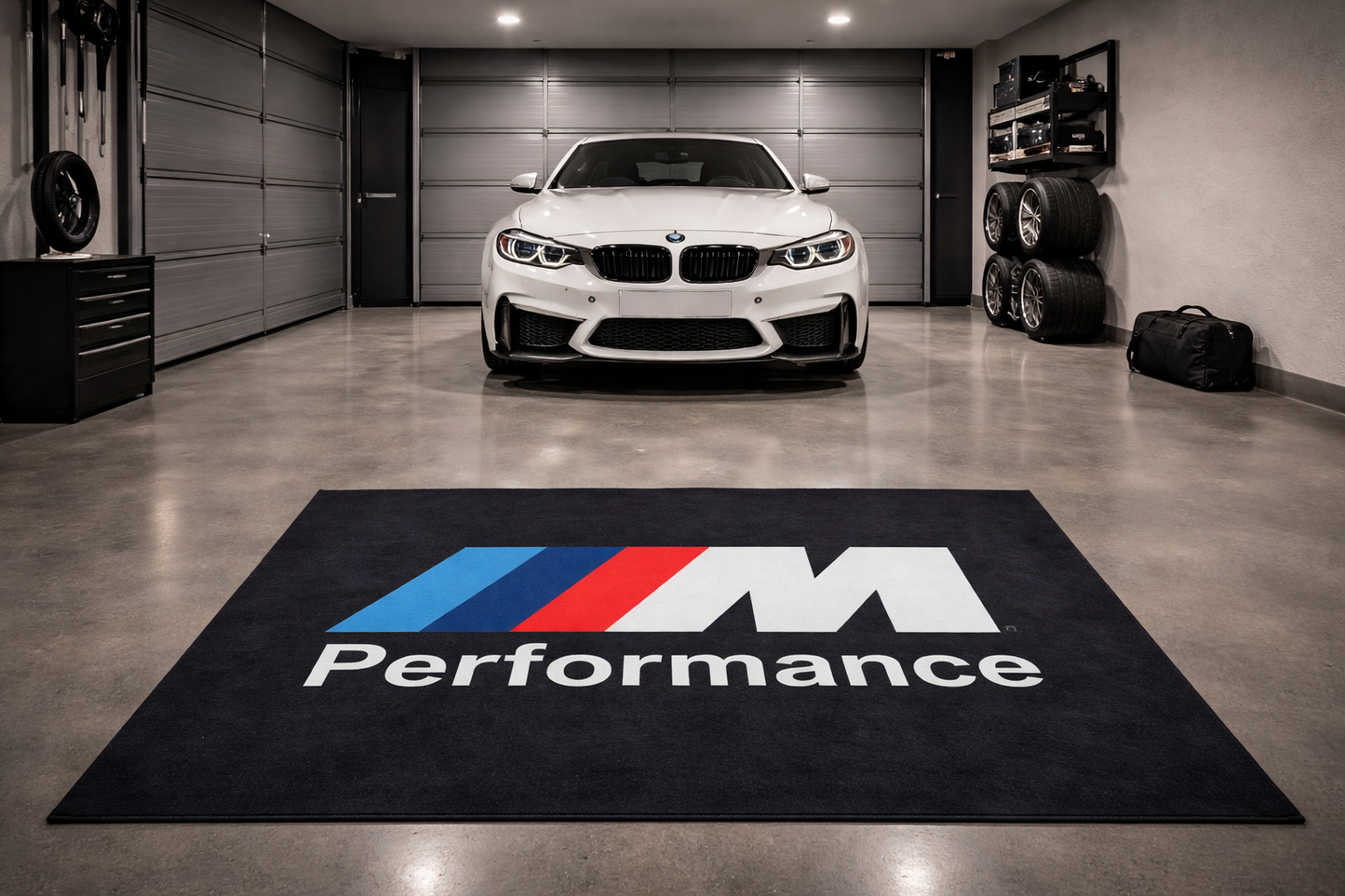BMW Garagen Teppich 150x220 cm Luxus Auto Teppich Garage Wohnzimmer Showroom Rug