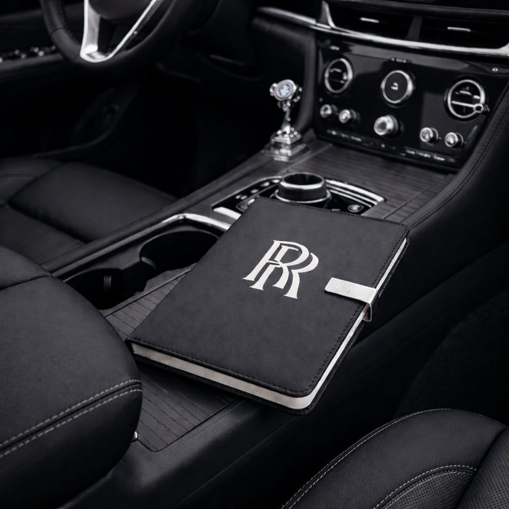 Exklusives Tagebuch Notizbuch mit Rolls Royce Logo Personalisierbaren Initialen