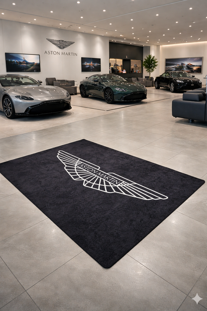 Aston Martin Garagen Teppich 150x220 cm Luxus Auto Teppich Garage Wohnzimmer Showroom Rug
