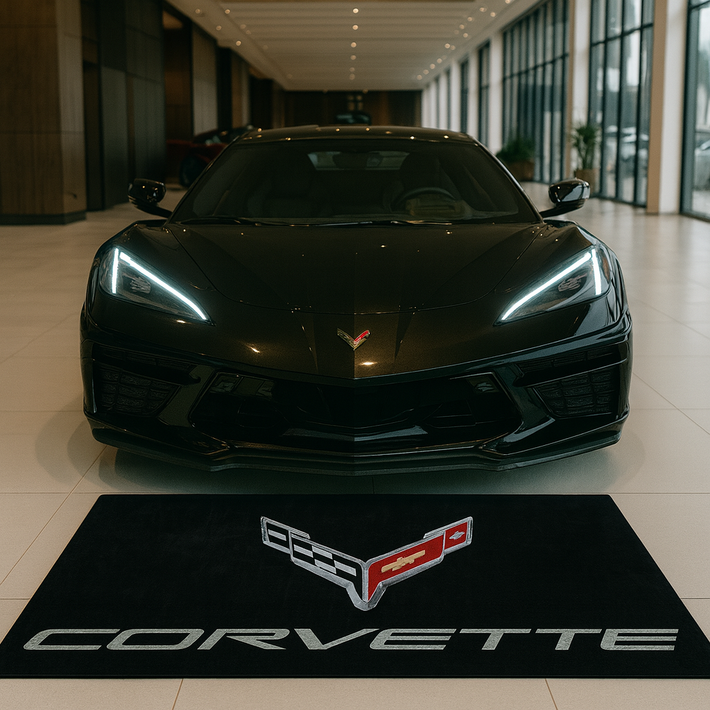 Corvette Garagen Teppich 150x220 cm Luxus Auto Teppich Garage Wohnzimmer Showroom Rug