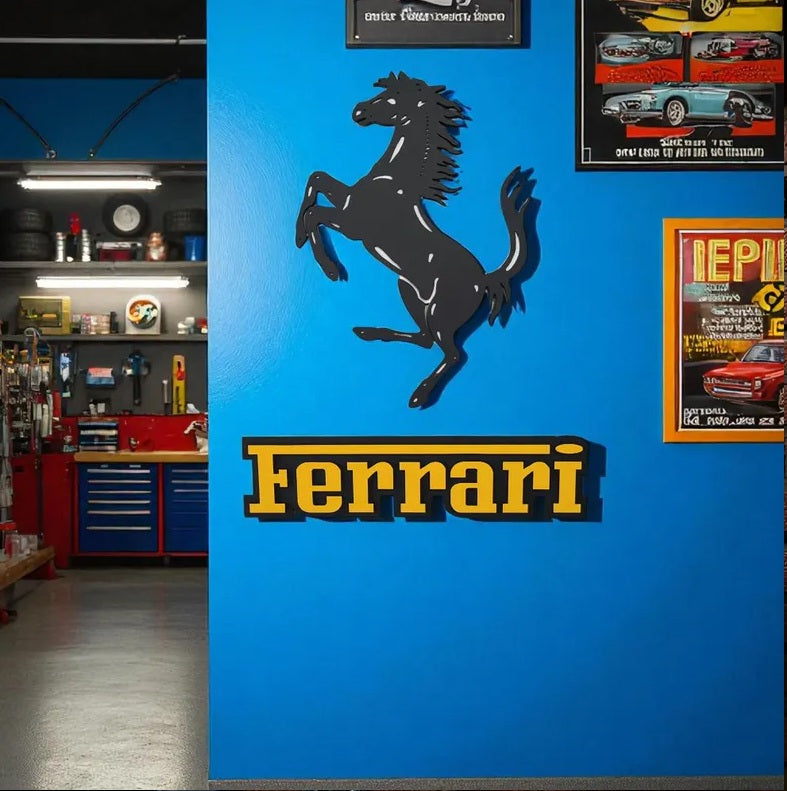 Ferrari Logo Wandschild für die Garage Deko Wandkunst