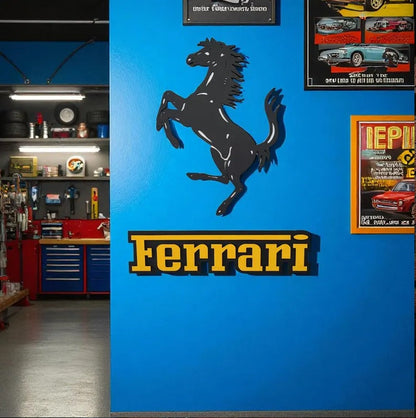 Ferrari Logo Wandschild für die Garage Deko Wandkunst