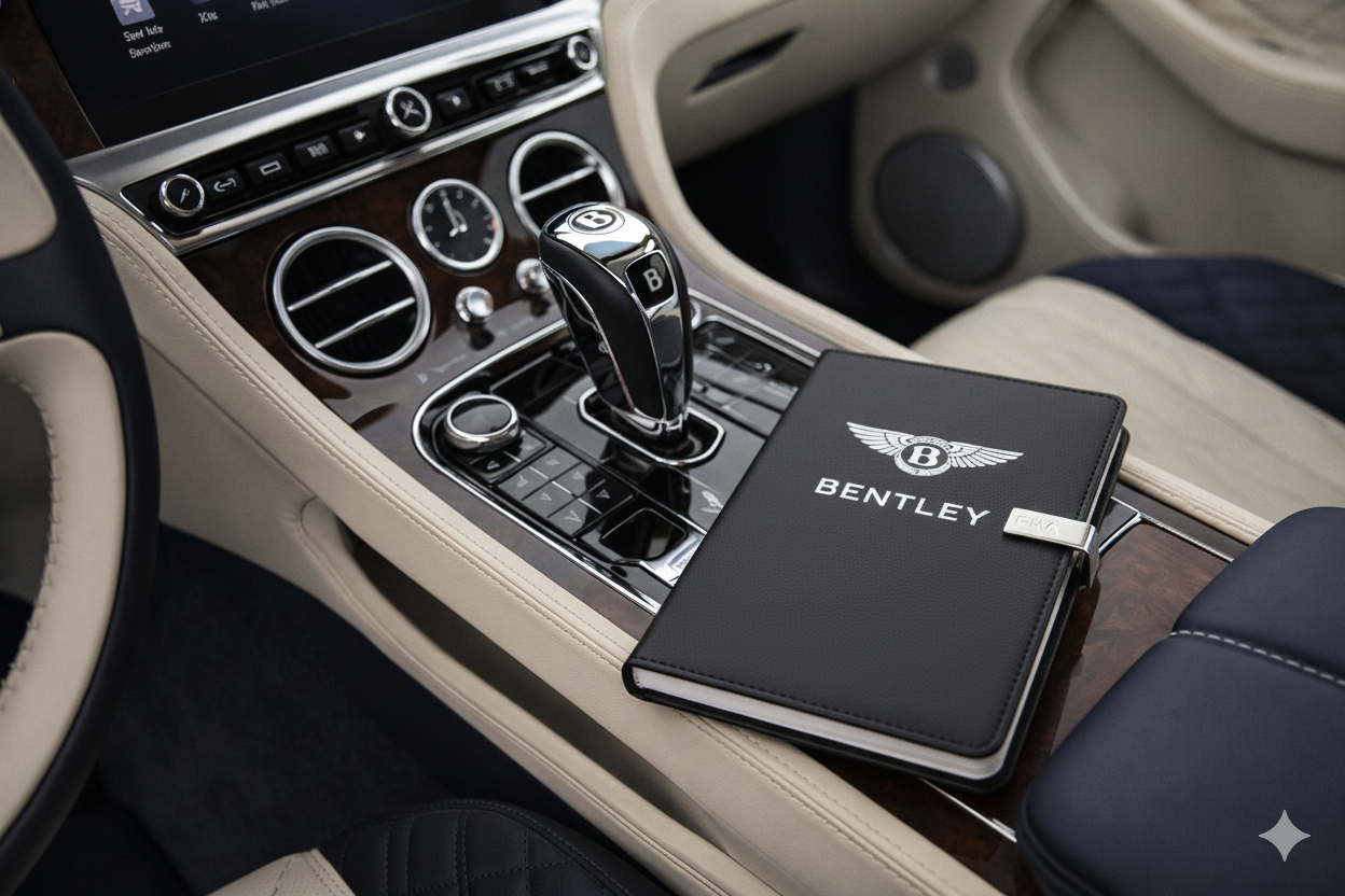 Exklusives Tagebuch Notizbuch mit Bentley Logo Personalisierbaren Initialen