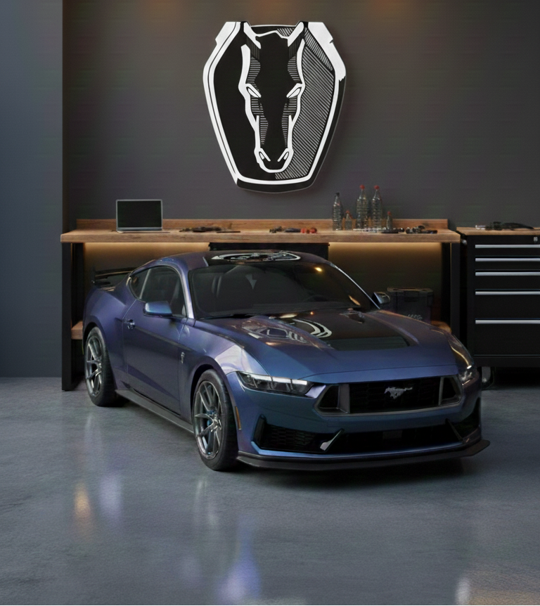 Mustang Dark Horse Logo Wandschild für die Garage Deko Wandkunst