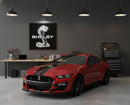 Handgefertigte Shelby Logo Wanddekoration  Garagen-Deko Wandkunst