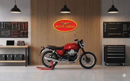 Moto Guzzi Wandschild für die Garage – Premium Wanddekoration für Auto- und Motorradliebhaber