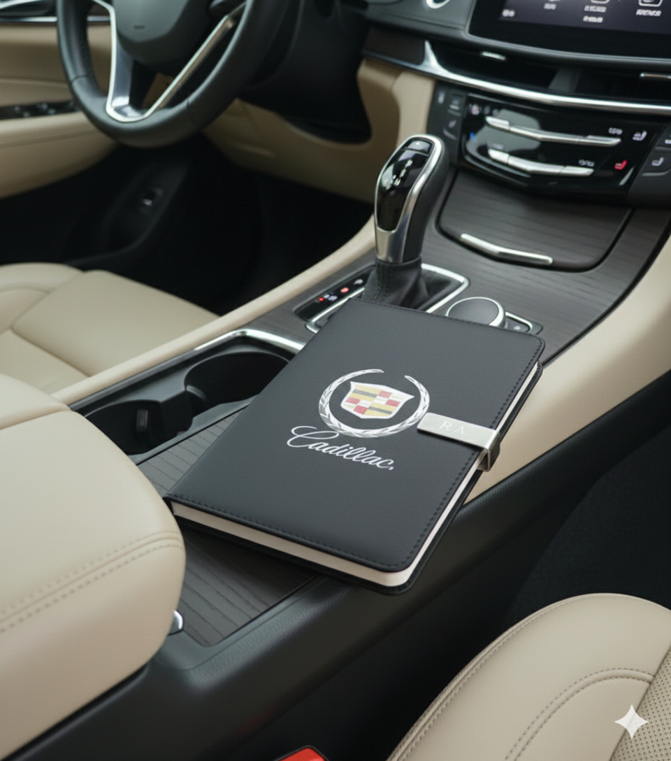 Exklusives Tagebuch Notizbuch mit Cadillac Logo Personalisierbaren Initialen