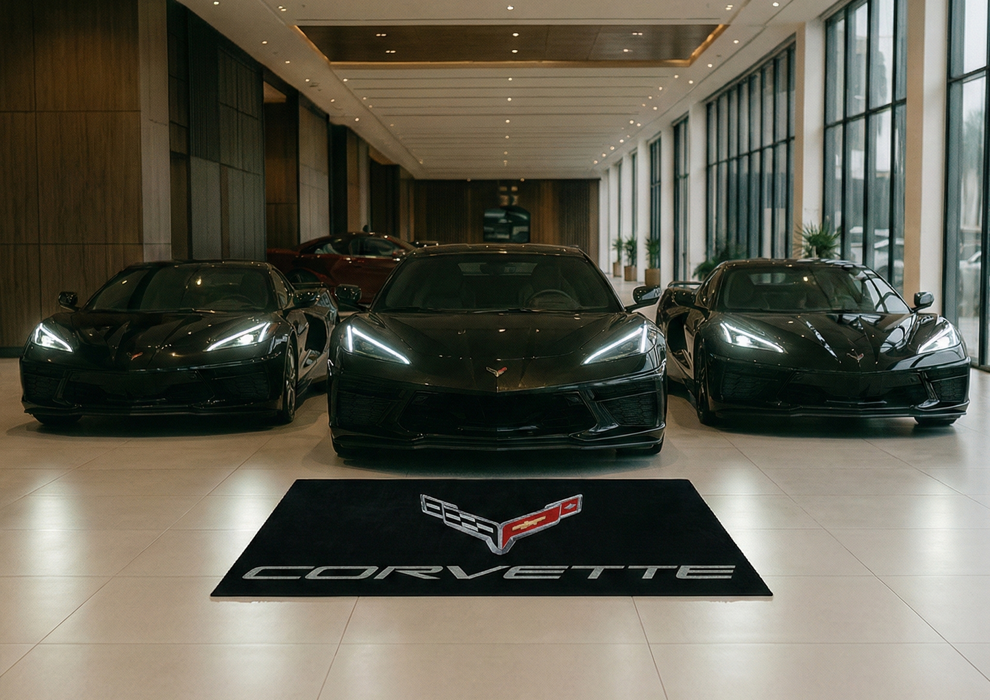 Corvette Garagen Teppich 150x220 cm Luxus Auto Teppich Garage Wohnzimmer Showroom Rug