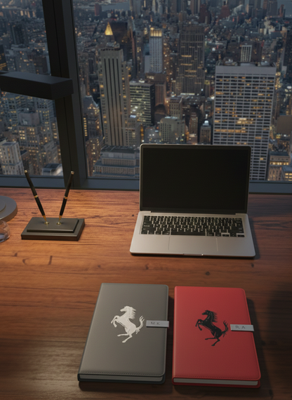 Exklusives Tagebuch Notizbuch mit Ferrari Logo Personalisierbaren Initialen