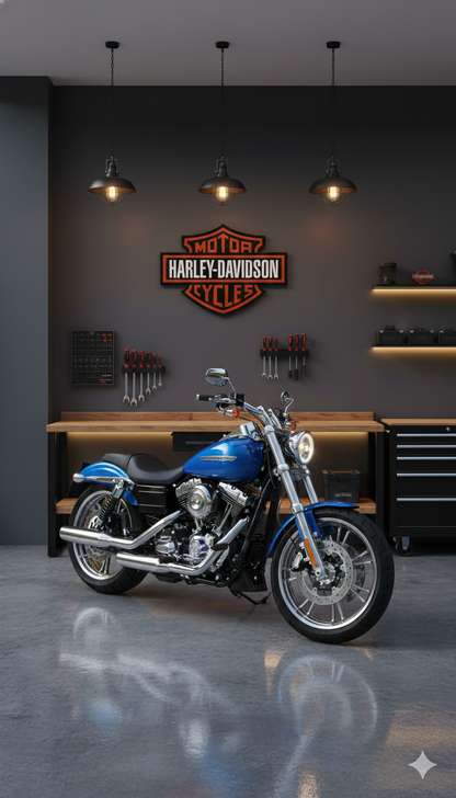 Harley Davidson Wandschild für die Garage – Premium Wanddekoration für Auto- und Motorradliebhaber