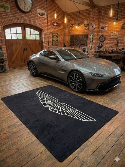 Aston Martin Garagen Teppich 150x220 cm Luxus Auto Teppich Garage Wohnzimmer Showroom Rug