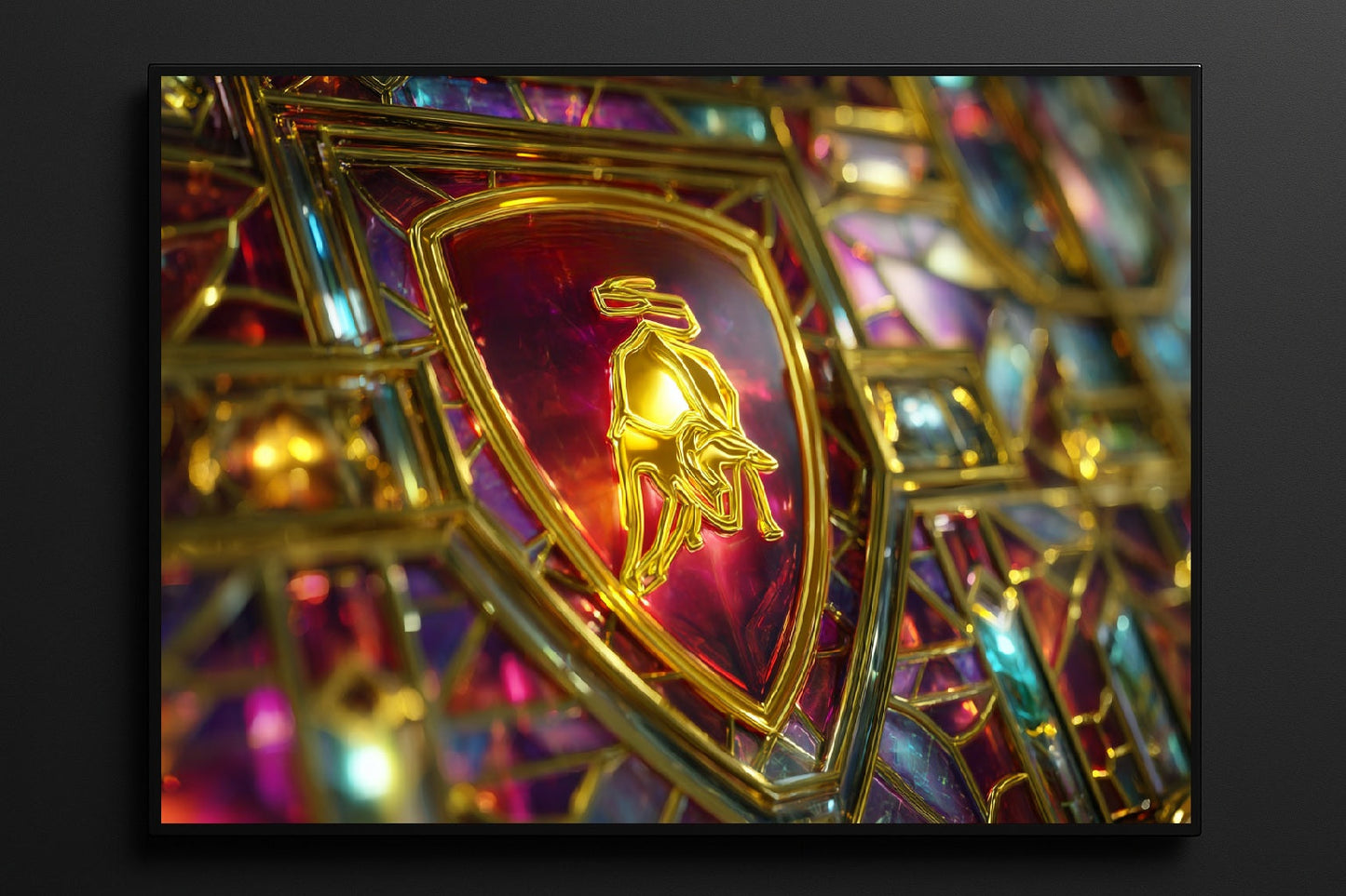 Lamborghini Bild aus gehärtetem Glas 50x50 cm mit SCHWARZEM RAHMEN