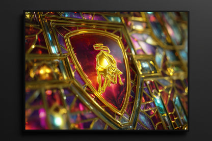 Lamborghini Bild aus gehärtetem Glas 50x50 cm mit SCHWARZEM RAHMEN