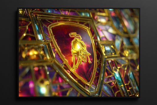 Lamborghini Bild aus gehärtetem Glas 50x50 cm mit SCHWARZEM RAHMEN