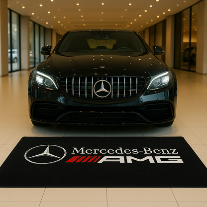 Mercedes Benz Garagen Teppich 150x220 cm Luxus Auto Teppich Garage Wohnzimmer Showroom Rug