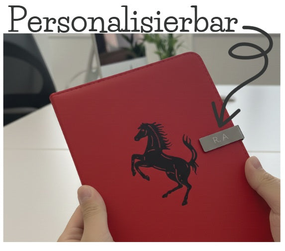 Exklusives Tagebuch Notizbuch mit Ferrari Logo Personalisierbaren Initialen