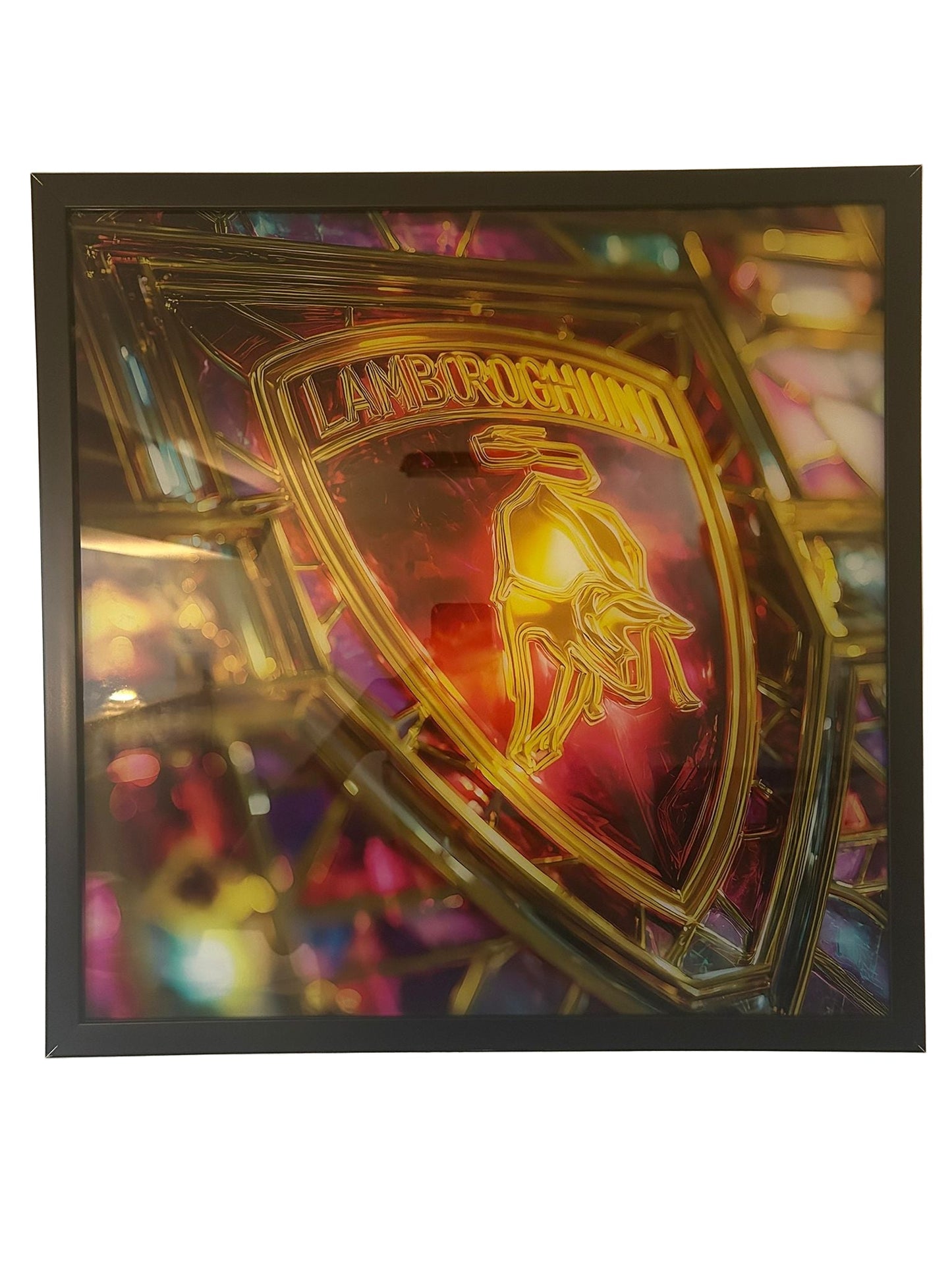 Lamborghini Bild aus gehärtetem Glas 50x50 cm mit SCHWARZEM RAHMEN