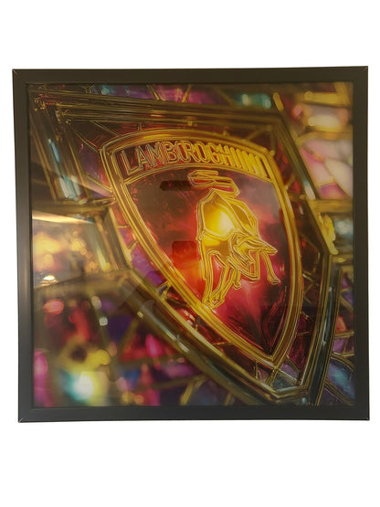 Lamborghini Bild aus gehärtetem Glas 50x50 cm mit SCHWARZEM RAHMEN