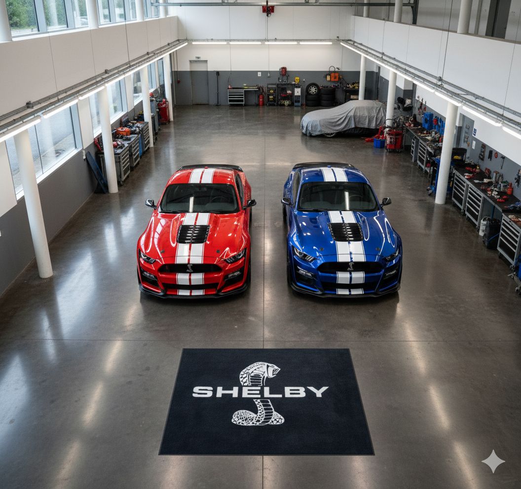 Shelby Garagen Teppich 150x220 cm Luxus Auto Teppich Garage Wohnzimmer Showroom Rug