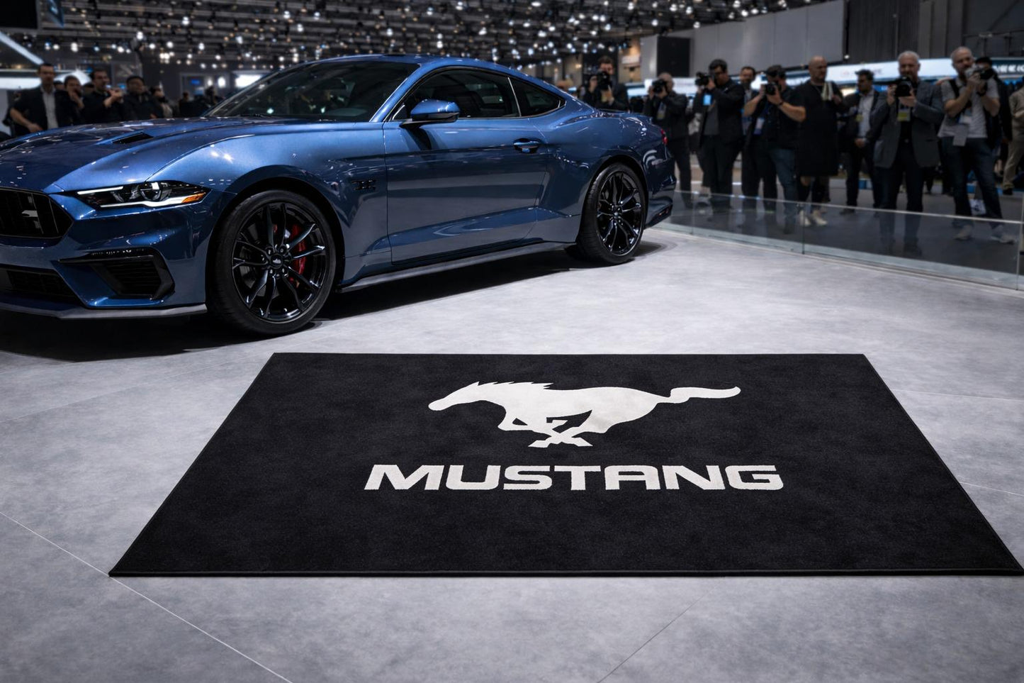 Mustang Garagen Teppich 150x220 cm Luxus Auto Teppich Garage Wohnzimmer Showroom Rug