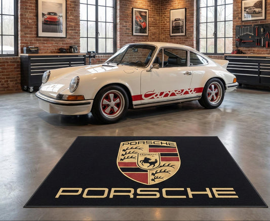 Porsche Garagen Teppich 150x220 cm Luxus Auto Teppich Garage Wohnzimmer Showroom Rug