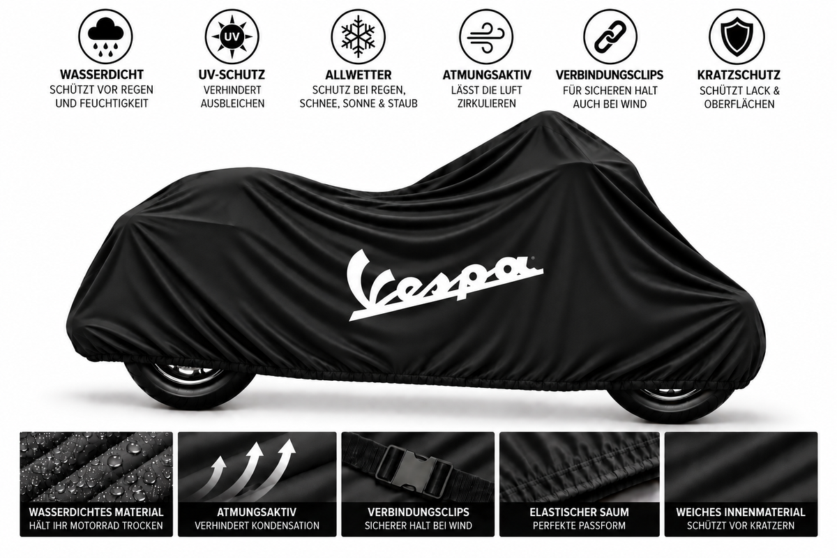 Vespa Motorrad Outdoor Schutzabdeckung Regen-, Sonne- & Staubschutz