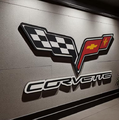 Corvette Logo Wandschild für die Garage Deko Wandkunst