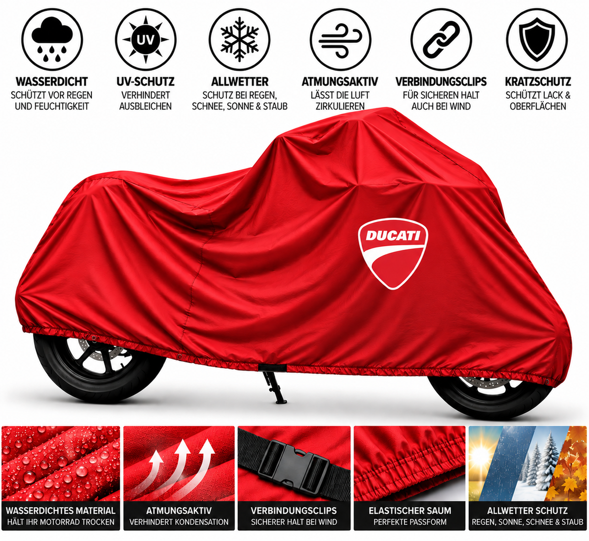 Ducati Motorrad Outdoor Schutzabdeckung Regen-, Sonne- & Staubschutz