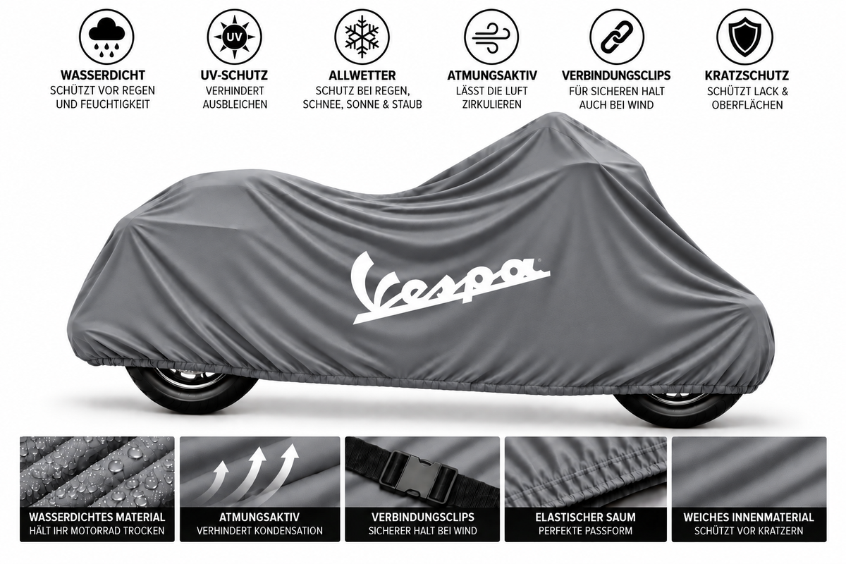 Vespa Motorrad Outdoor Schutzabdeckung Regen-, Sonne- & Staubschutz