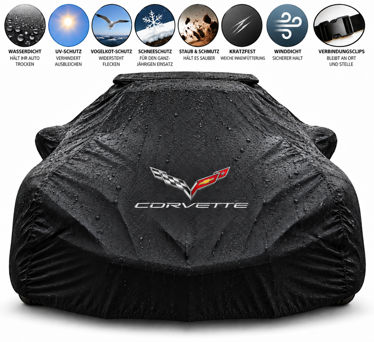 Corvette Autoabdeckung – Wasserdicht & Maßgeschneidert für alle Modelle