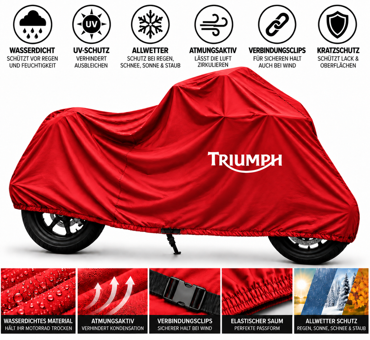 Triumph Motorrad Outdoor Schutzabdeckung Regen-, Sonne- & Staubschutz