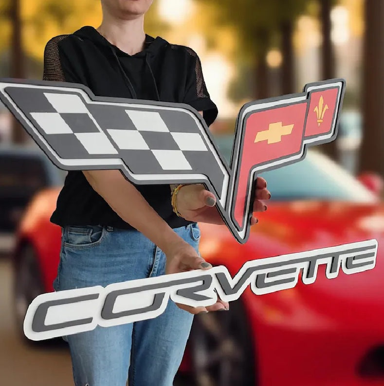 Corvette Logo Wandschild für die Garage Deko Wandkunst