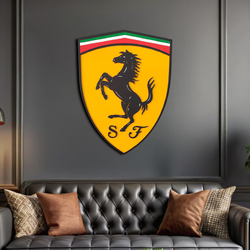 Ferrari Logo Wandschild für die Garage Deko Wandkunst