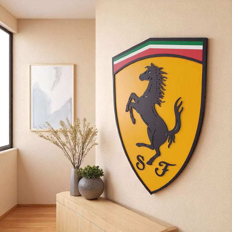 Ferrari Logo Wandschild für die Garage Deko Wandkunst