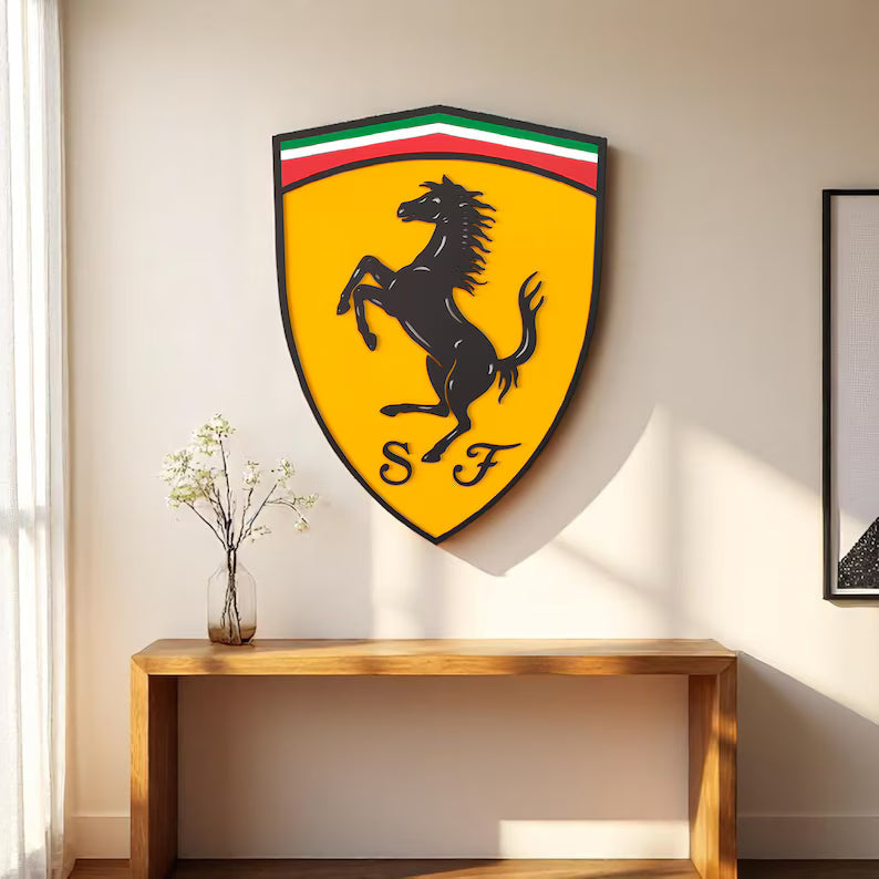 Ferrari Logo Wandschild für die Garage Deko Wandkunst