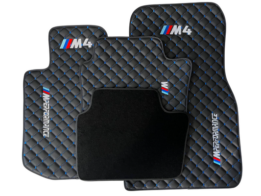 For BMW M4 Leder Fußmatten Maßgeschneidert