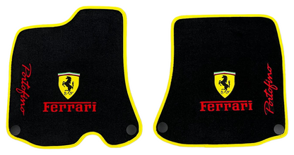 Für Ferrari Fußmatten Maßgeschneiderte Ferrari Teppichmatten aus Velours mit individueller Naht