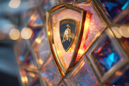 Lamborghini Bild aus gehärtetem Glas 50x50 cm mit SCHWARZEM RAHMEN